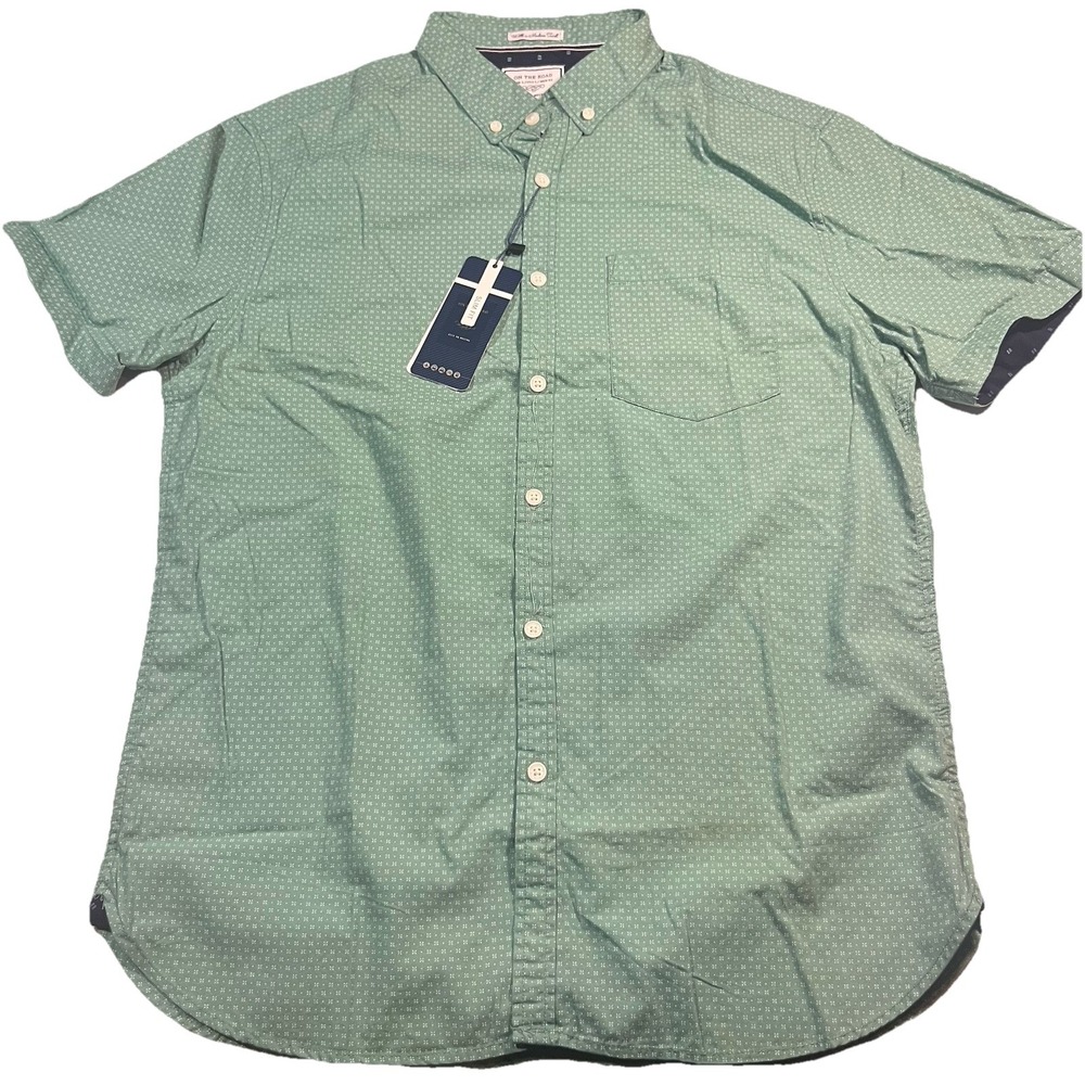 NWT On The Road Men's Button Down Short‎ Sleeve Slim Fit Shirt Size Large